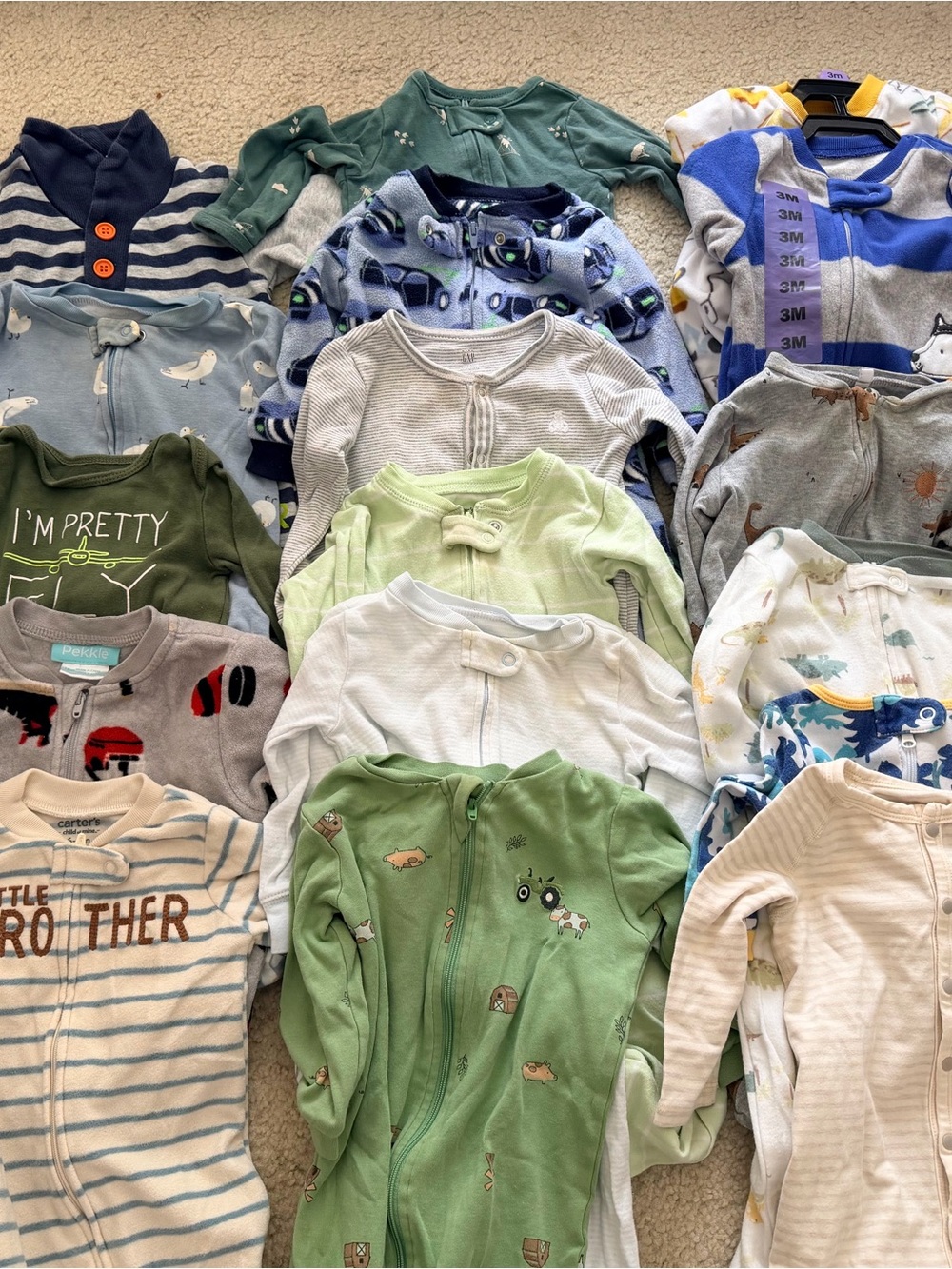 One suit baby Green Cotton Baby Zip Romper - Soft Footed Sleepsuit